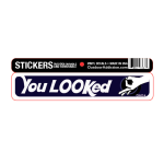 You Looked - old school punch game- 1 x 5 inches mini bumper sticker Make a statement with these great designs sized perfectly for items like computers, cell phones or bigger items like your car! Dimensions: 1" x 5 inch -Printed vinyl -Outdoor durable and ultra removable -Waterproof